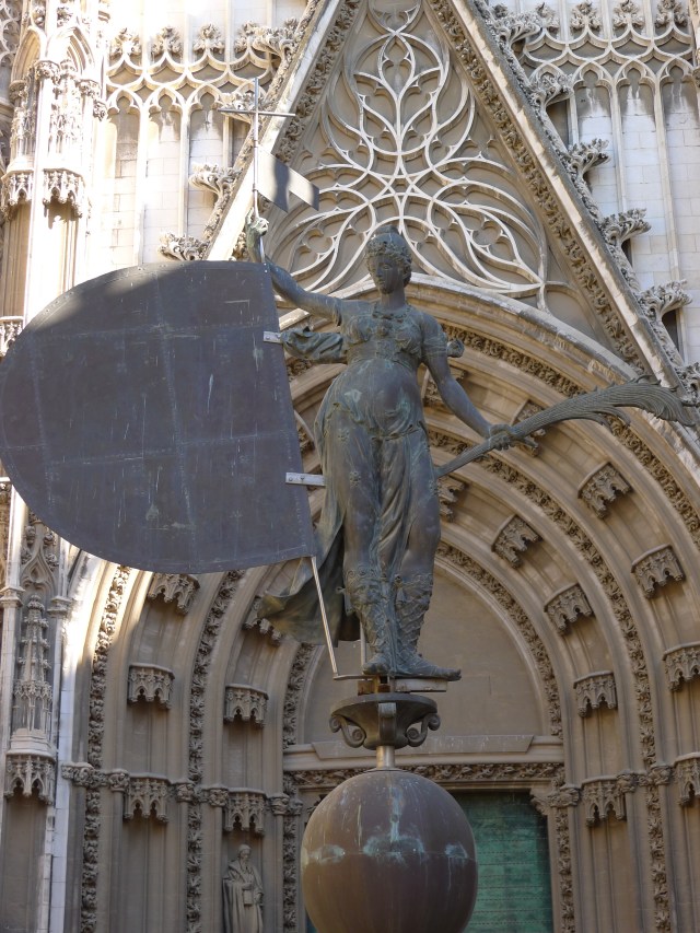 lady in front of church